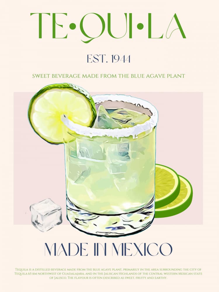 Tequila Margarita Illustration by Nazma Khokhar — canvas wall art