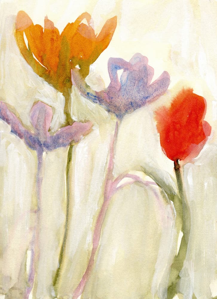 Soft Watercolor Tulips by Janel Bragg — canvas wall art