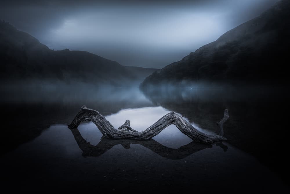 Moody Mountain Lake by David Ahern — canvas wall art