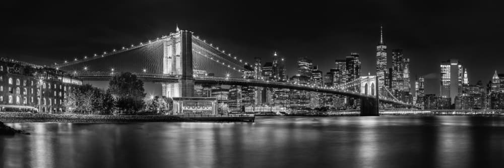 Brooklyn Bridge Night Glow by Melanie Viola — canvas wall art
