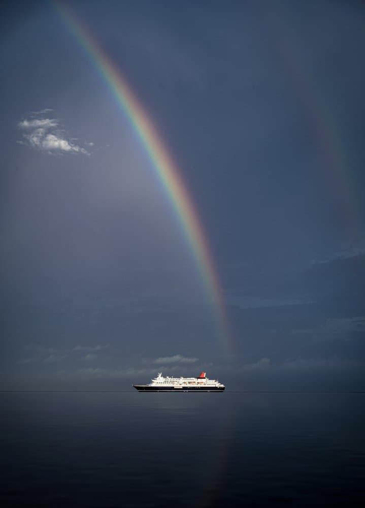 Rainbow Over Cruise Ship by Adachi Lintaman — canvas wall art