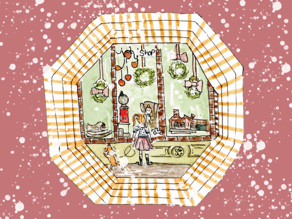 Little Girl Christmas Shop by Breanna Megan Studio — canvas wall art