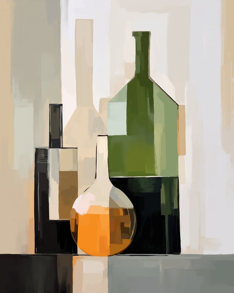 Modern Glass Bottles by CATS AND DOTZ — canvas wall art