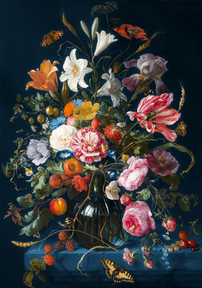 Vibrant Dutch Flower Still Life by Marja van den Hurk — canvas wall art
