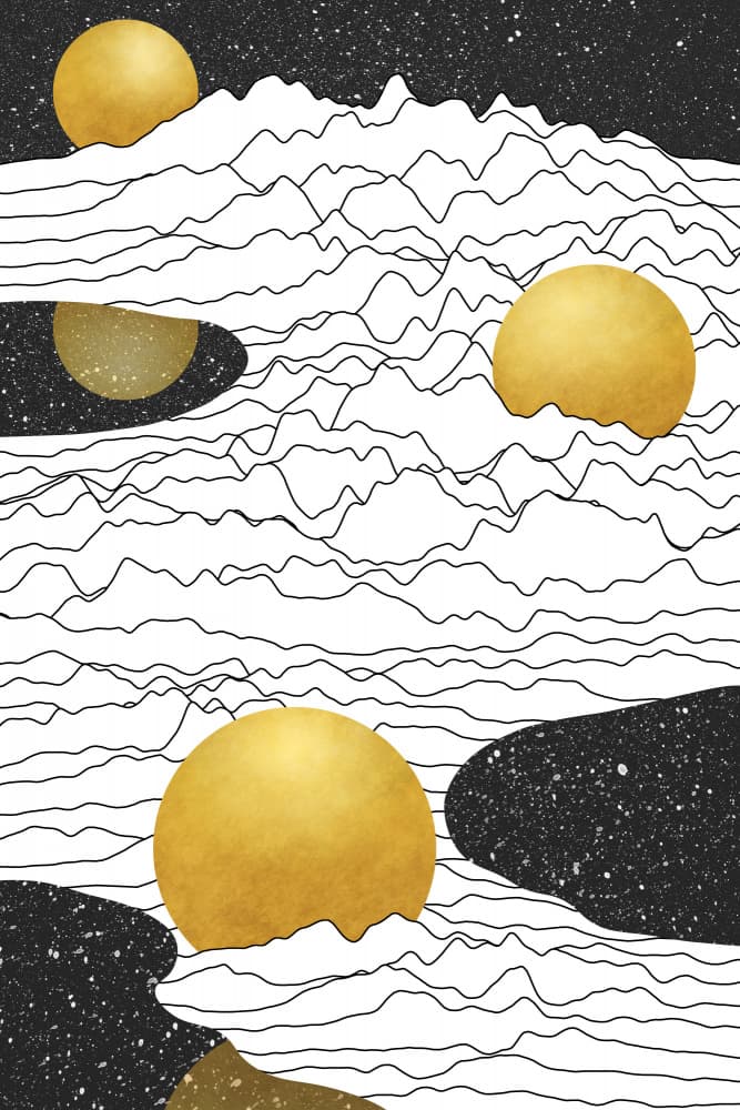 Abstract Gold Cosmic Landscape by amini54 — canvas wall art