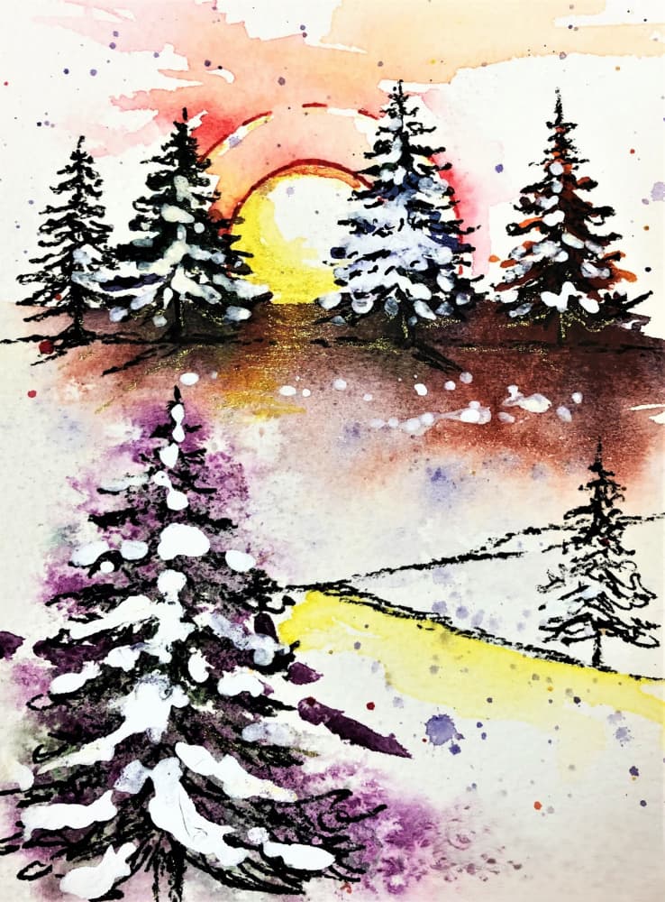 Winter Sun Over Pines by Anda Bieza — canvas wall art