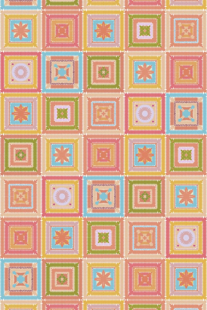Pastel Patchwork Squares by Rosana Laiz Blursbyai — canvas wall art