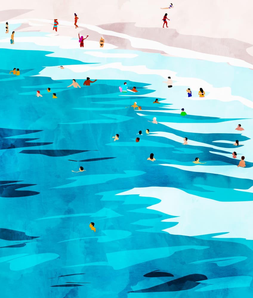 Summer Beach Crowd by Uma Gokhale — canvas wall art