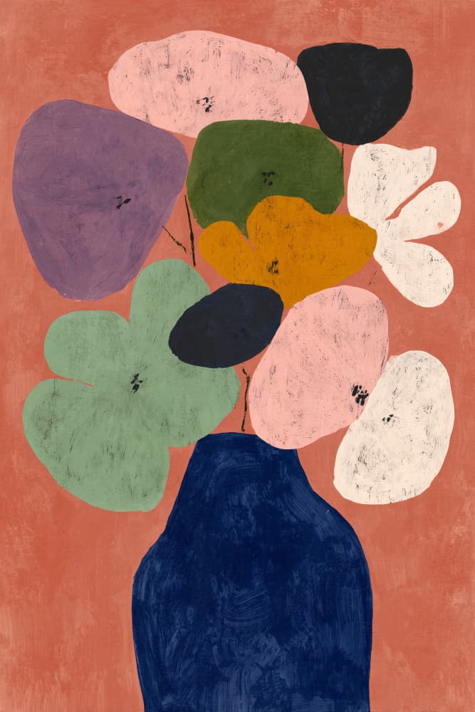 Abstract Floral Bouquet by Treechild — canvas wall art