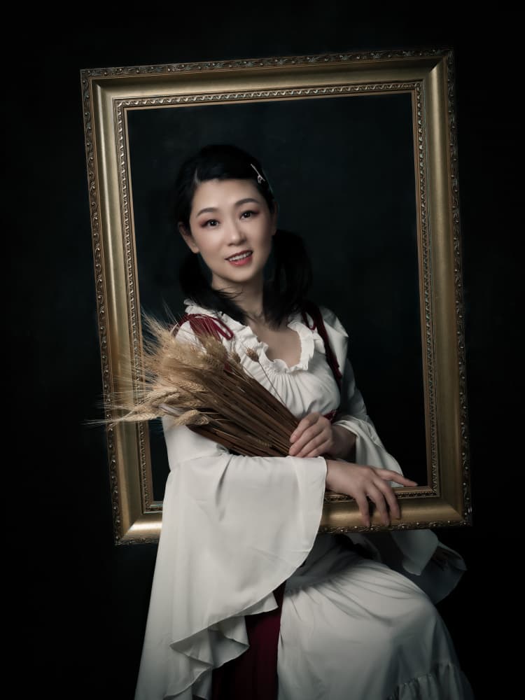 Woman In Gold Frame by Jeff Wang — canvas wall art