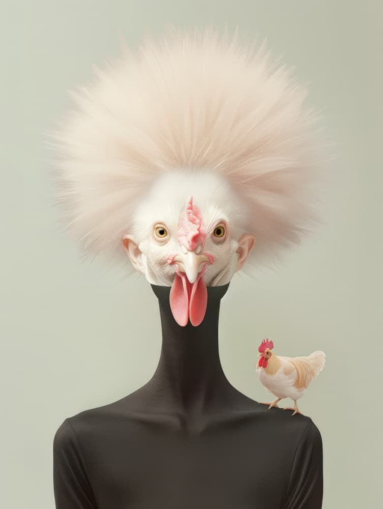 Whimsical Chicken Portrait by Bilge Paksoylu — canvas wall art