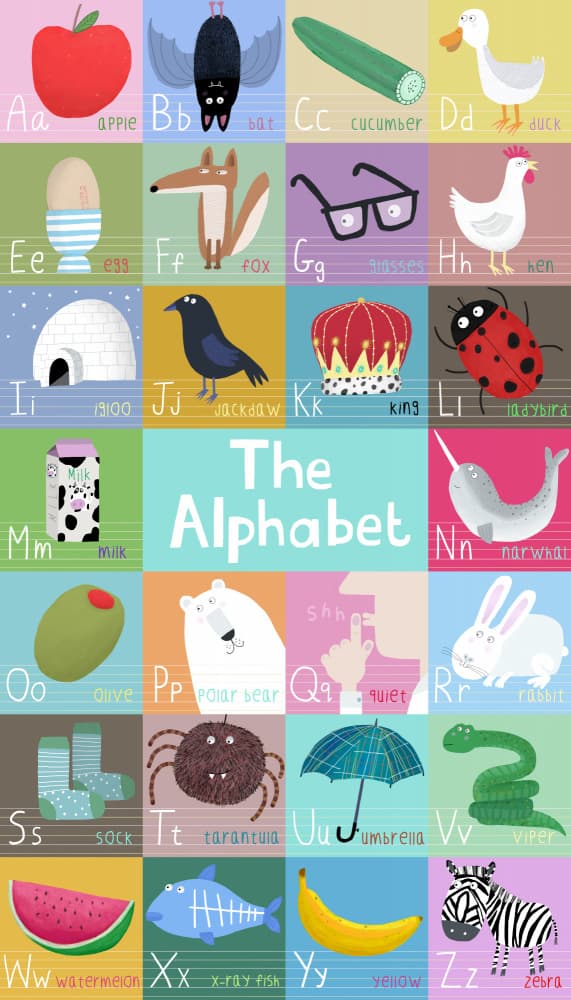 Illustrated Kids Alphabet by Carla Daly — canvas wall art