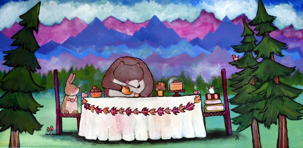Whimsical Forest Tea Party by Andrea Doss — canvas wall art