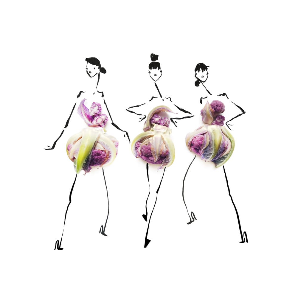 Vegetable Fashion Ladies by Gretchen Roehrs — canvas wall art