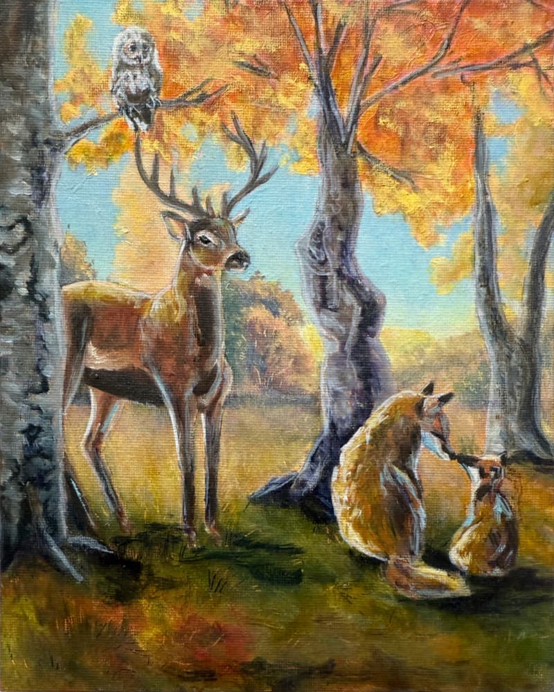 Autumn Forest Wildlife by Renee Machan Cottagecore Artist — canvas wall art