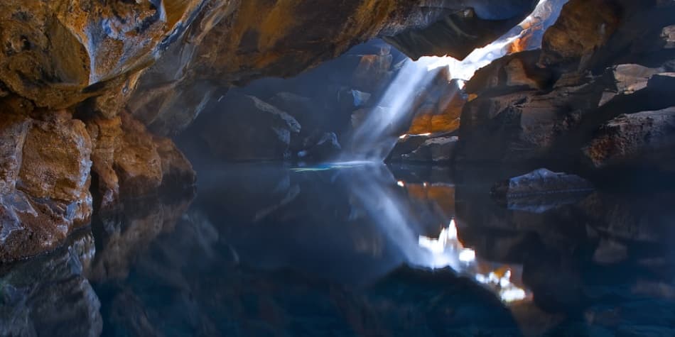 Light Rays In Cave Water by Jure Kravanja — canvas wall art