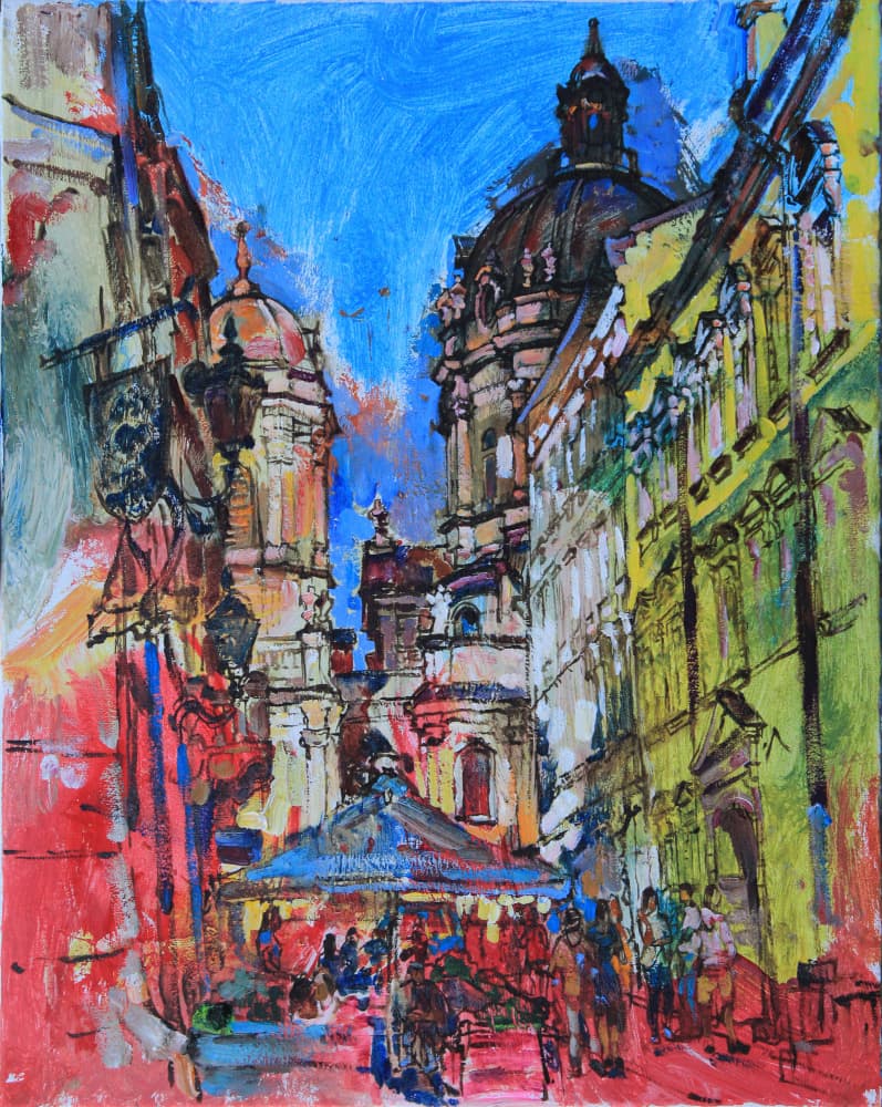 Vibrant City Market by Andrii Kutsachenko — canvas wall art