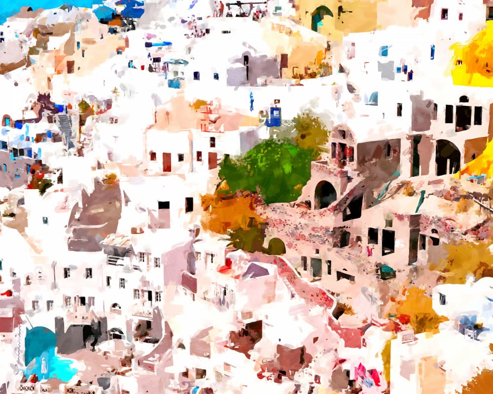 White Santorini Village by Uma Gokhale — canvas wall art