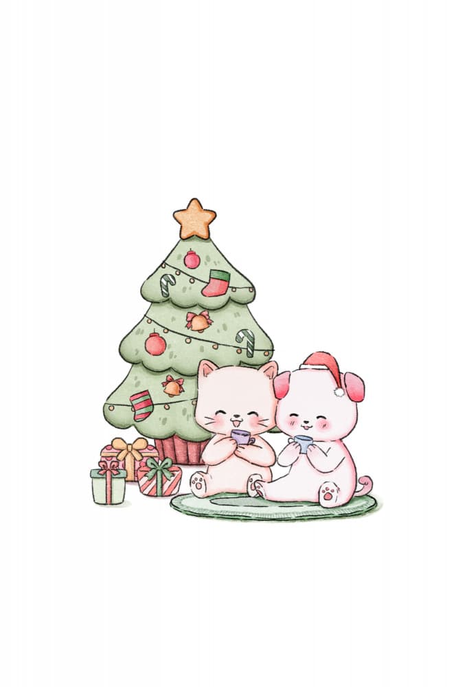 Cozy Christmas Pet Friends by Xuan Thai — canvas wall art