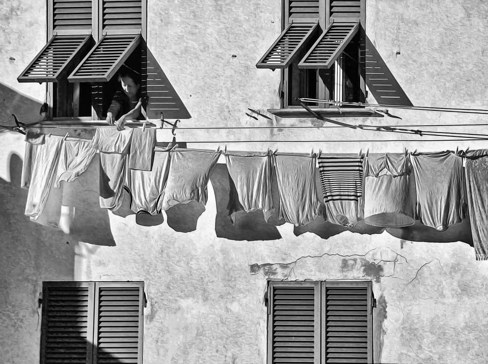 Sunlit Laundry Window by Zina Heg — canvas wall art