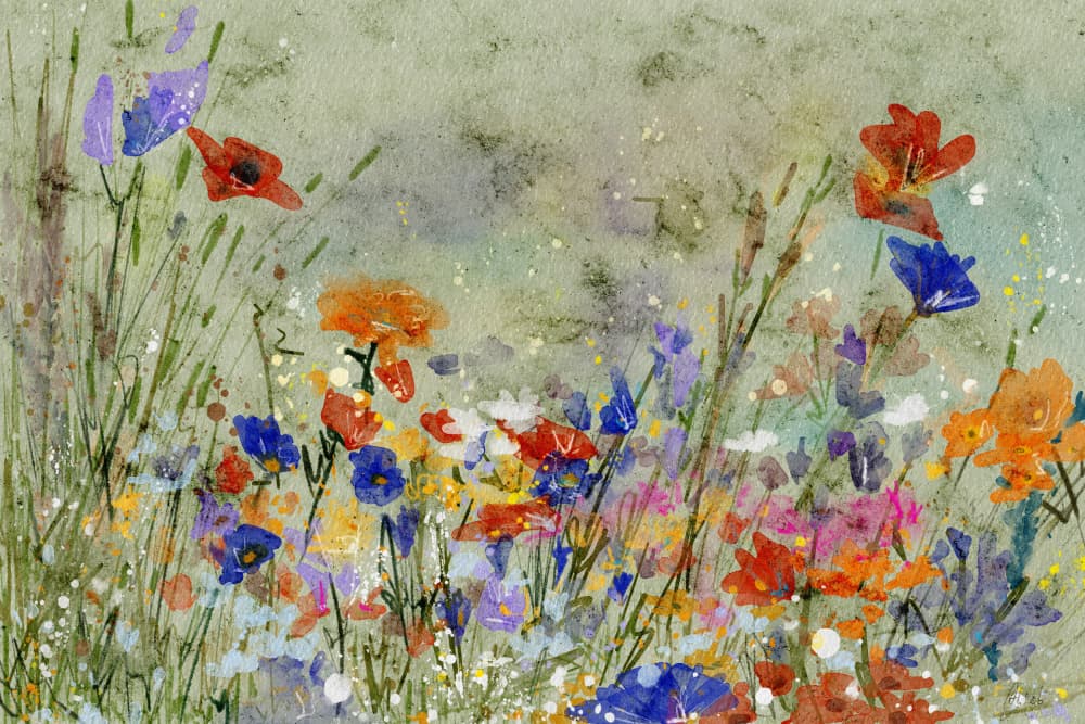 Vibrant Wildflower Meadow by Ankie Kooi — canvas wall art