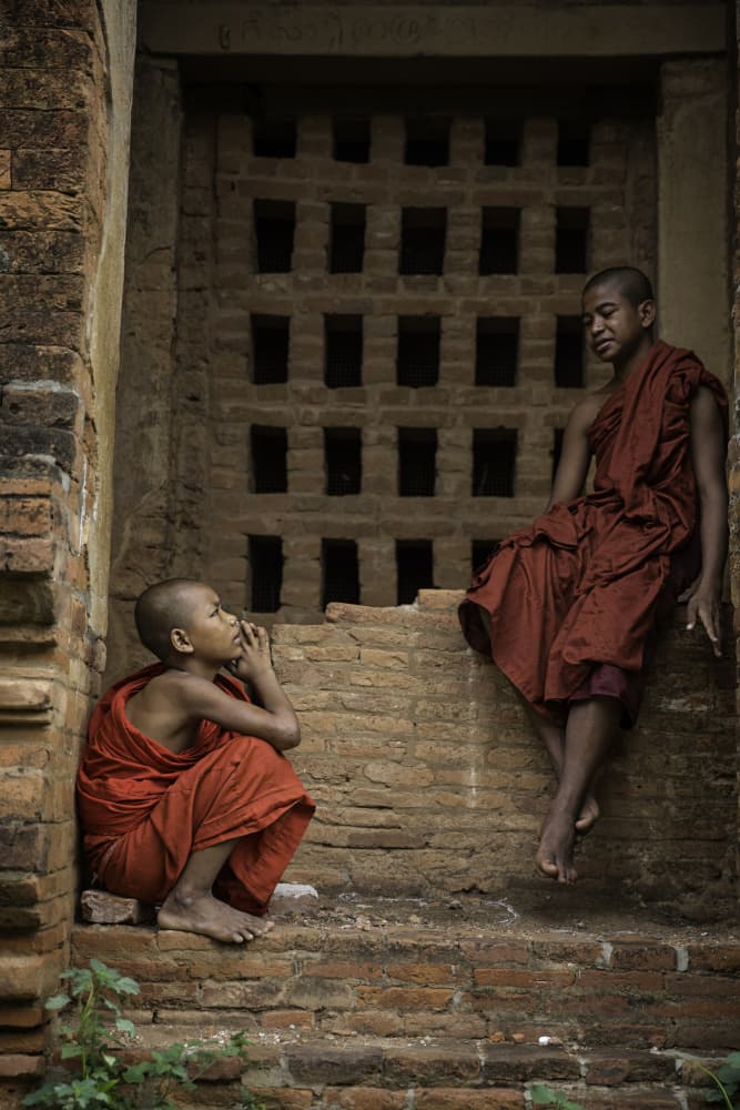 Young Monks in Temple by Amnon Eichelberg — canvas wall art