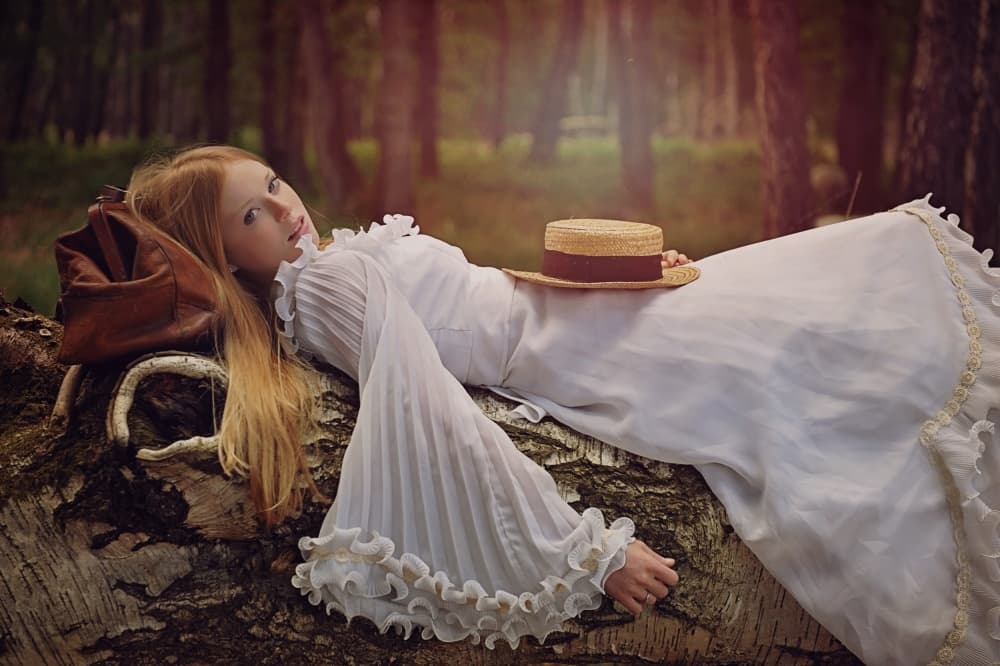 Elegant Woman Woodland Repose by Monika Vanhercke — canvas wall art