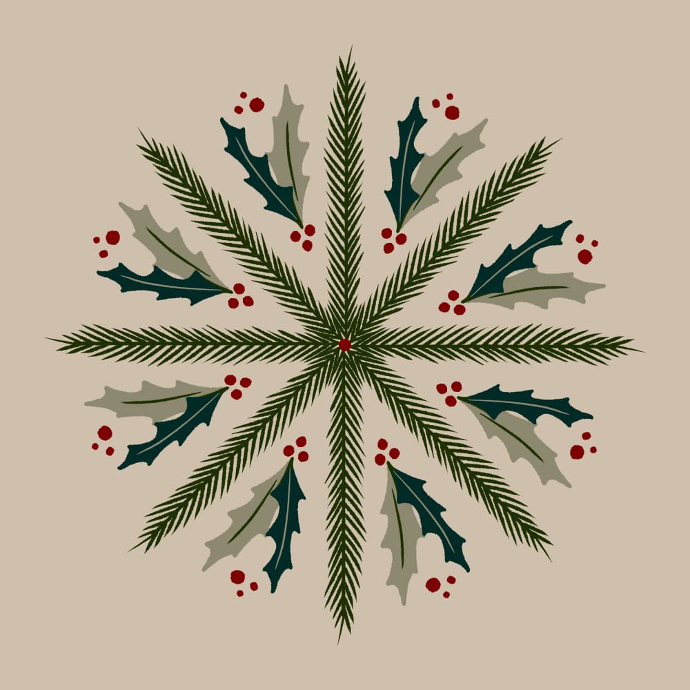Festive Holly Mandala by Angela Minca — canvas wall art