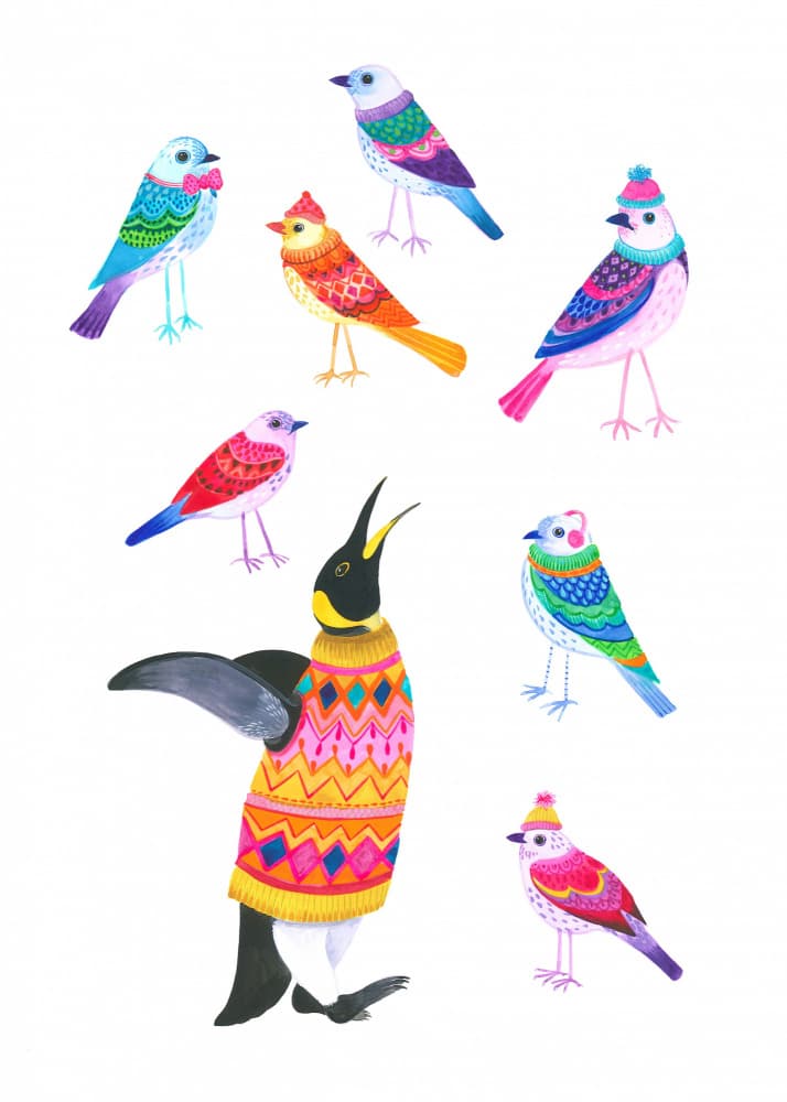 Colorful Feathered Crew by Isabelle Brent — canvas wall art