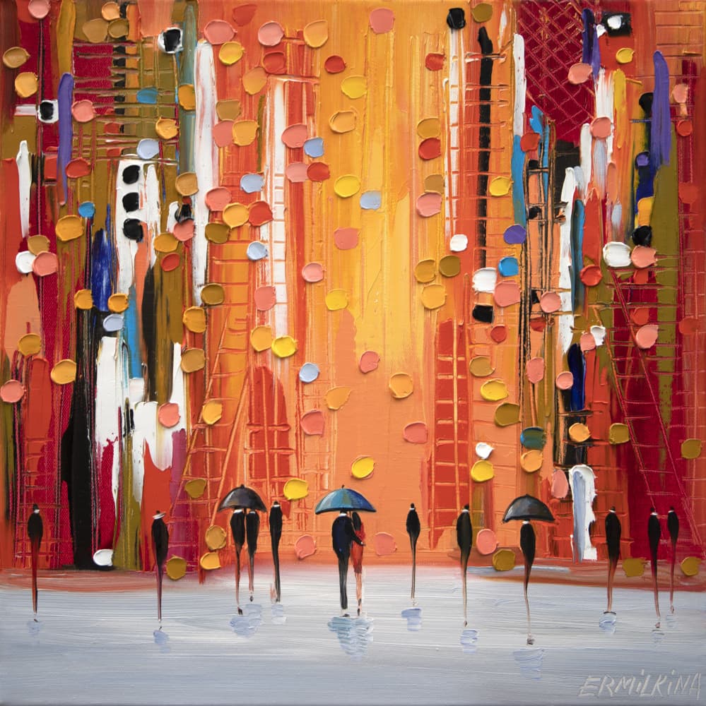 Rainy City Glow by Ekaterina Ermilkina — canvas wall art