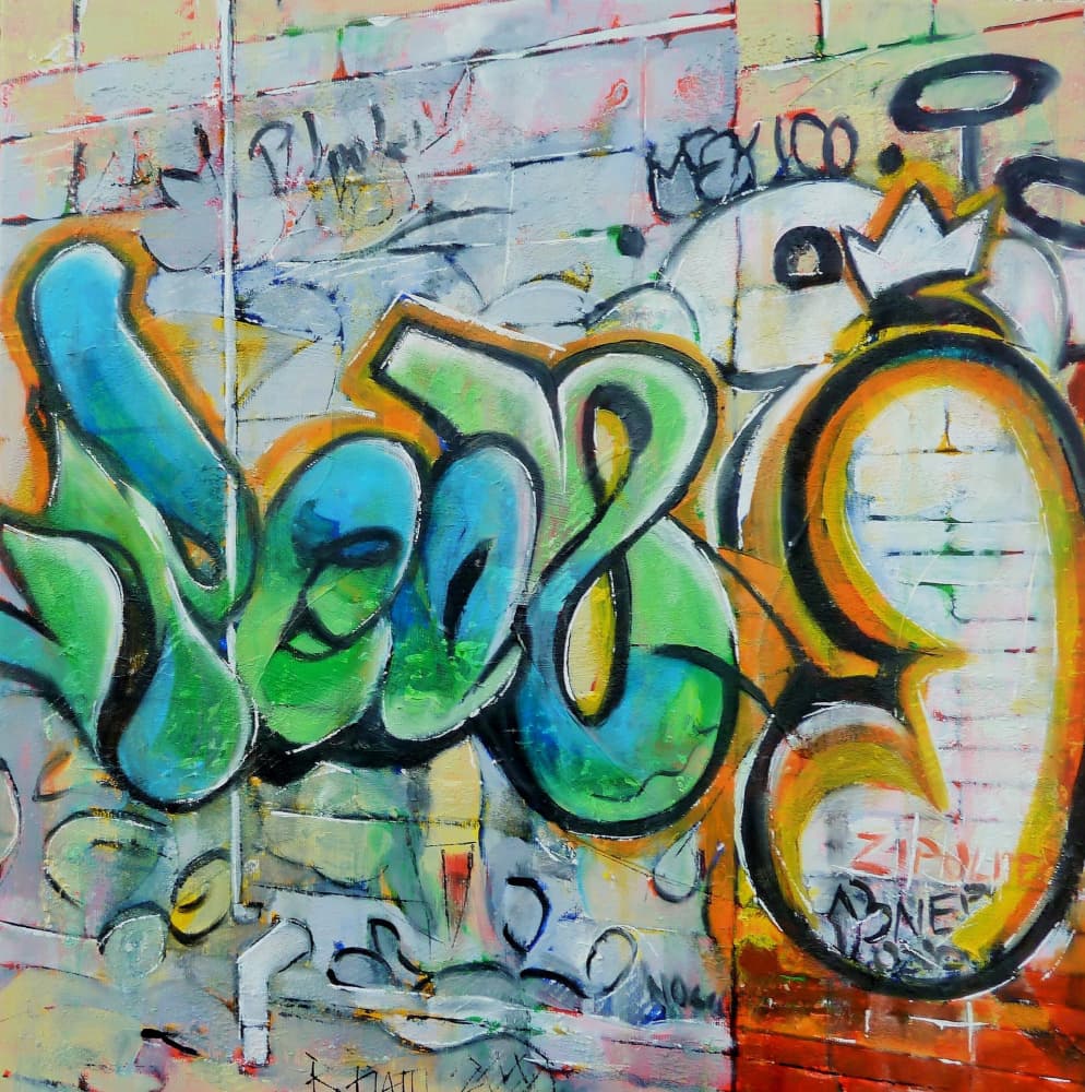 Vibrant Graffiti Bomb by Barbara Piatti — canvas wall art