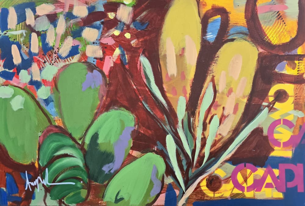Vibrant Desert Cacti by Angela Maritz — canvas wall art