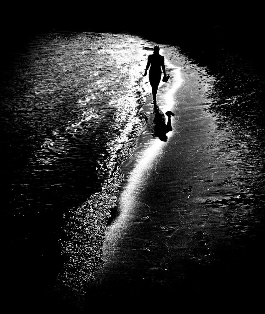 Solitary Beach Walk by Mirela Momanu — canvas wall art