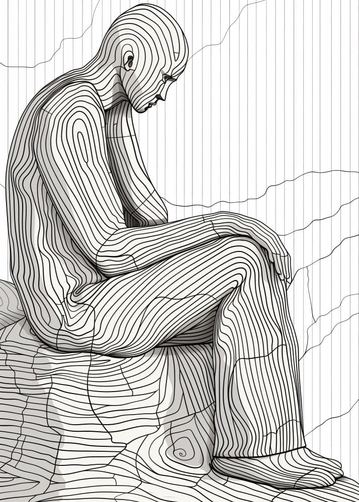 Contemplative Line Figure by Justyna Jaszke — canvas wall art
