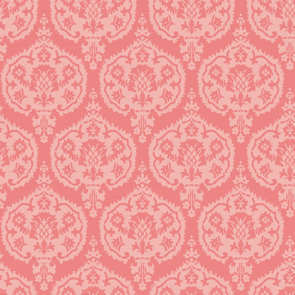 Coral Damask Pattern by Annick — canvas wall art
