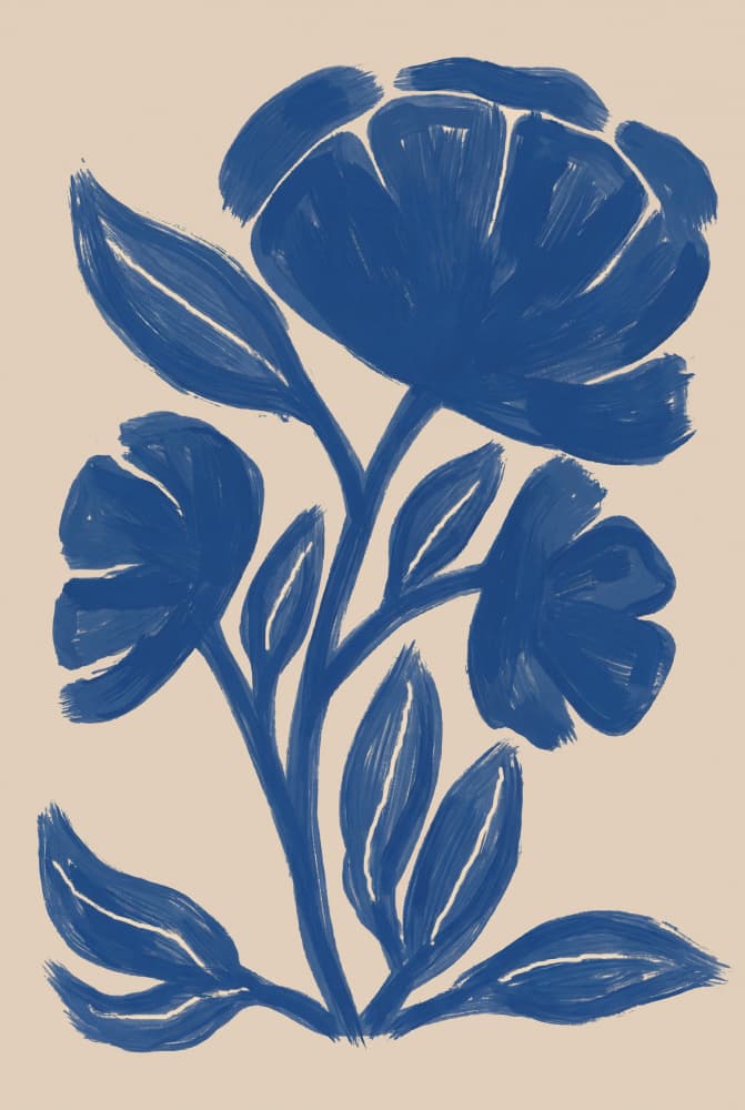 Modern Indigo Floral by Melloi Art Prints — canvas wall art