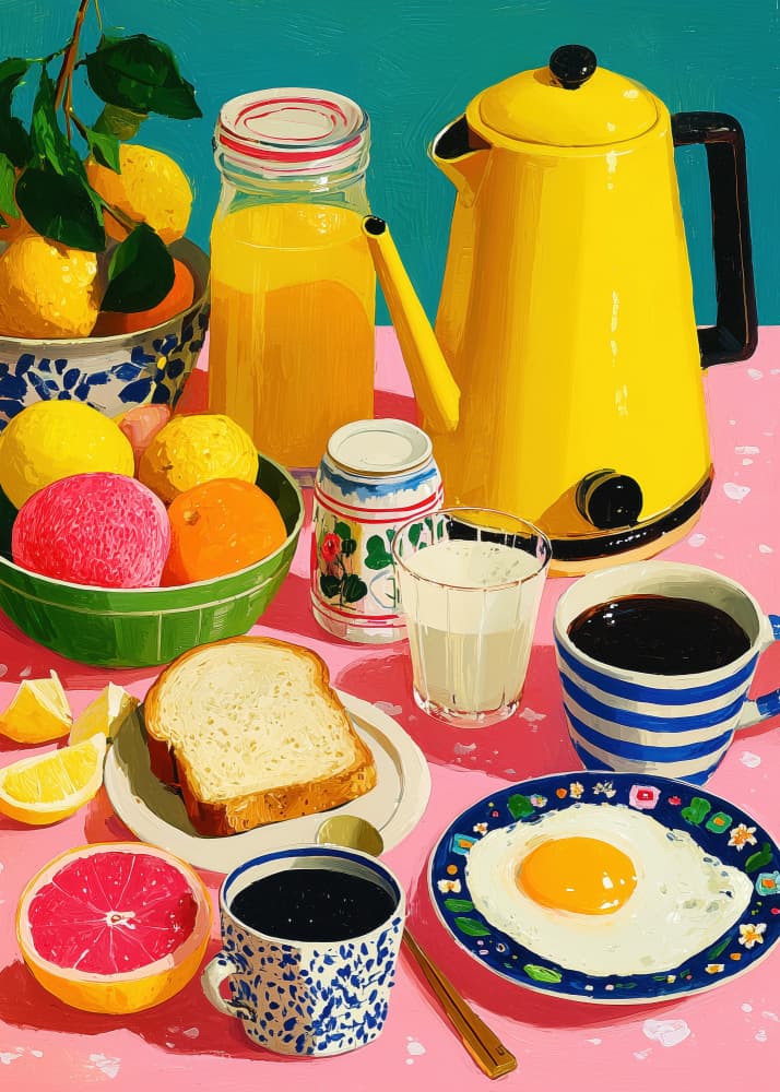 Vibrant Breakfast Table by Justyna Jaszke — canvas wall art