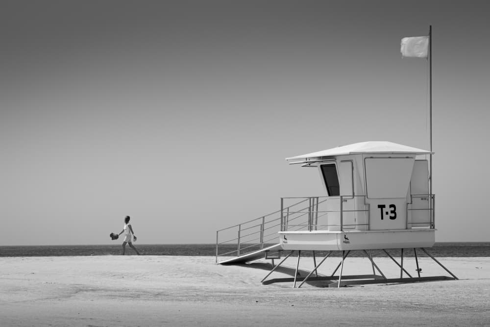 Lonely Beach Lifeguard Stand by Dieter Reichelt — canvas wall art