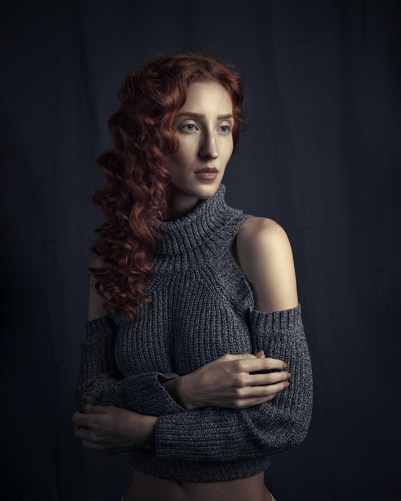 Moody Redhead Portrait by Lech Radecki — canvas wall art