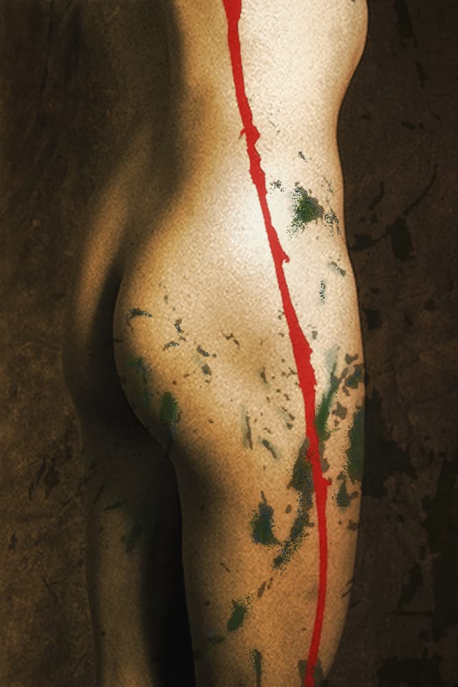 Red Line Abstract Nude by Jan Donckers — canvas wall art