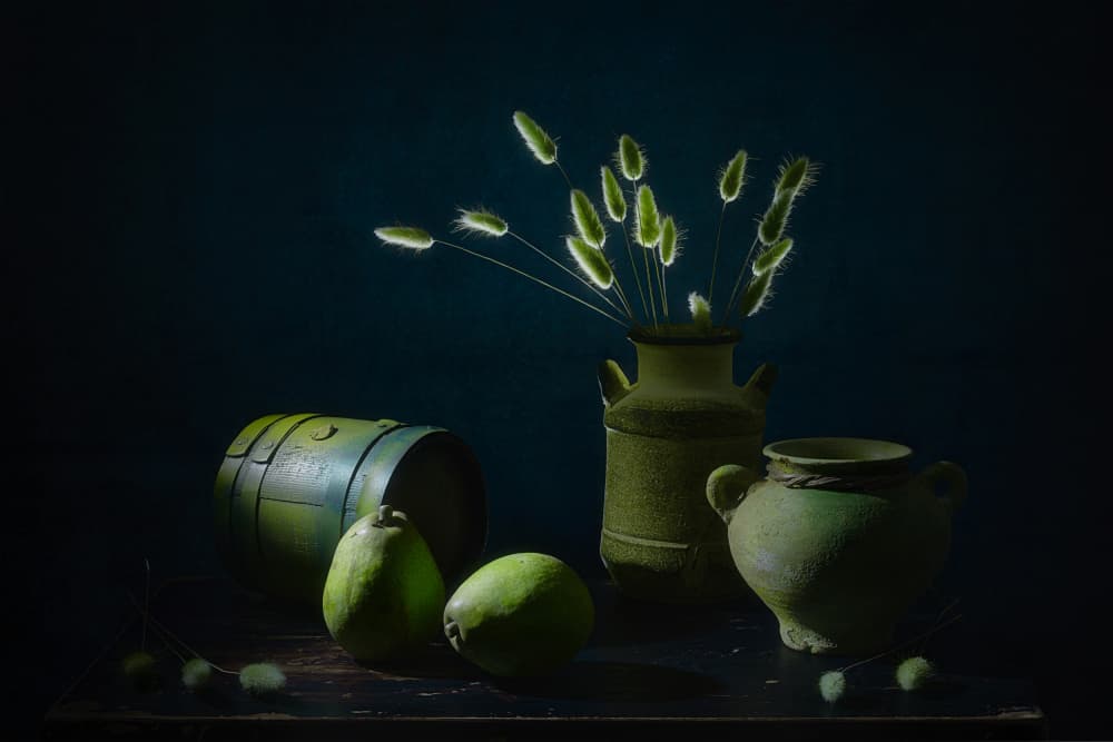 Rustic Green Still Life by Lydia Jacobs — canvas wall art