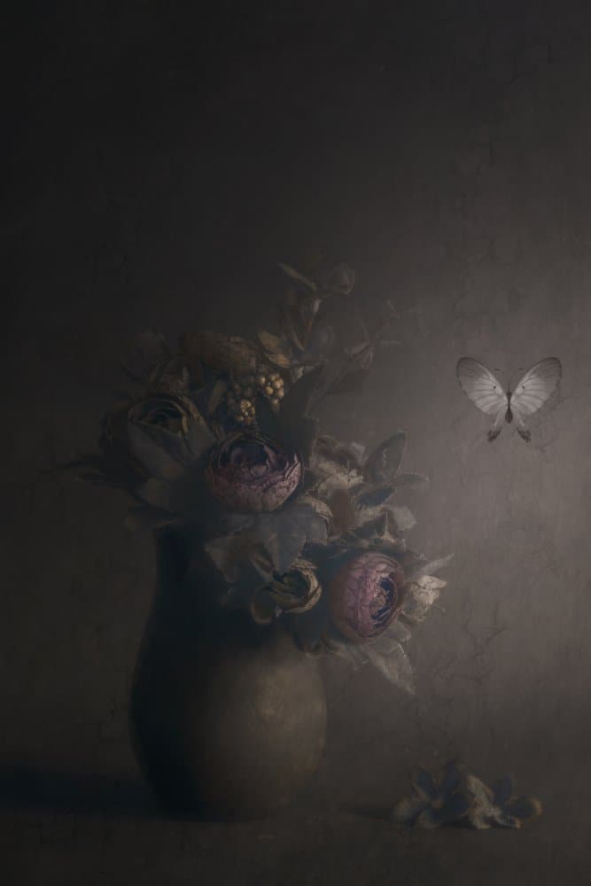 Moody Floral Butterfly by Cicek Kiral — canvas wall art