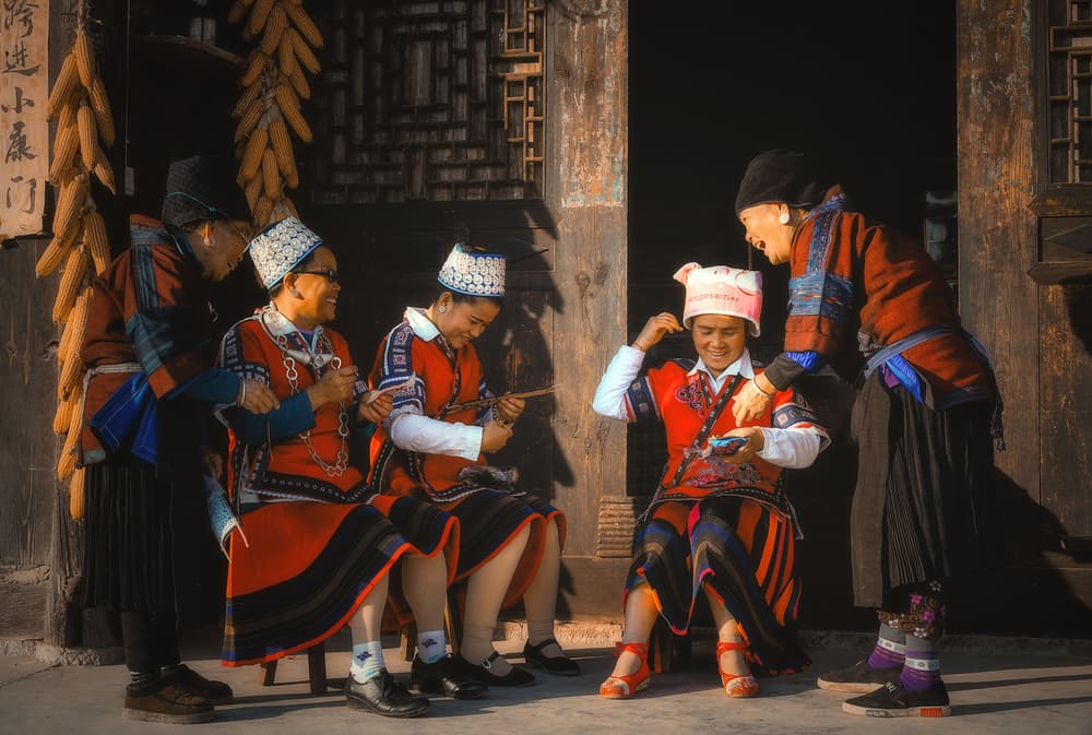 Joyful Village Gathering by TIANQI — canvas wall art