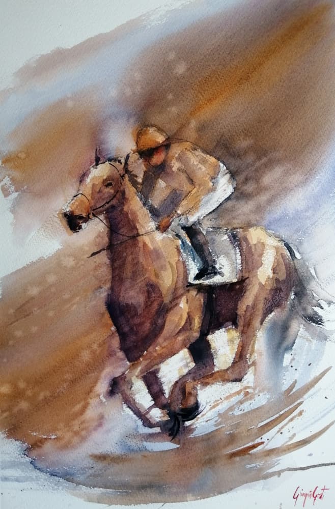 Watercolor Horse Race by Giorgio Gosti — canvas wall art