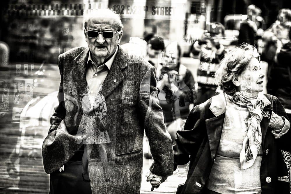 Elderly Couple Urban Reflections by Carmine Chiriacò — canvas wall art