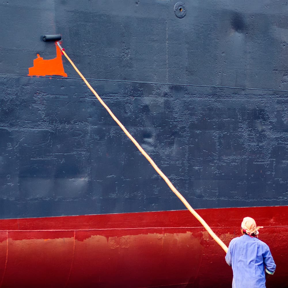 Ship Painter at Work by Marcel Rebro — canvas wall art
