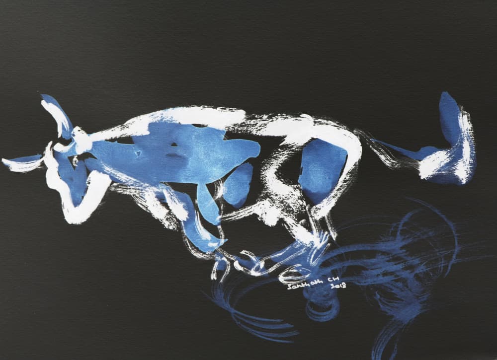 Leaping Blue Bull by Santhosh ch — canvas wall art