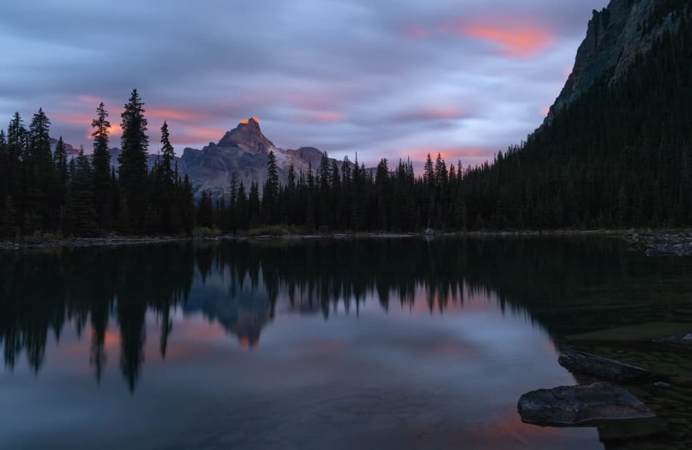 Pink Sky Mountain Reflection by Aidong Ning — canvas wall art