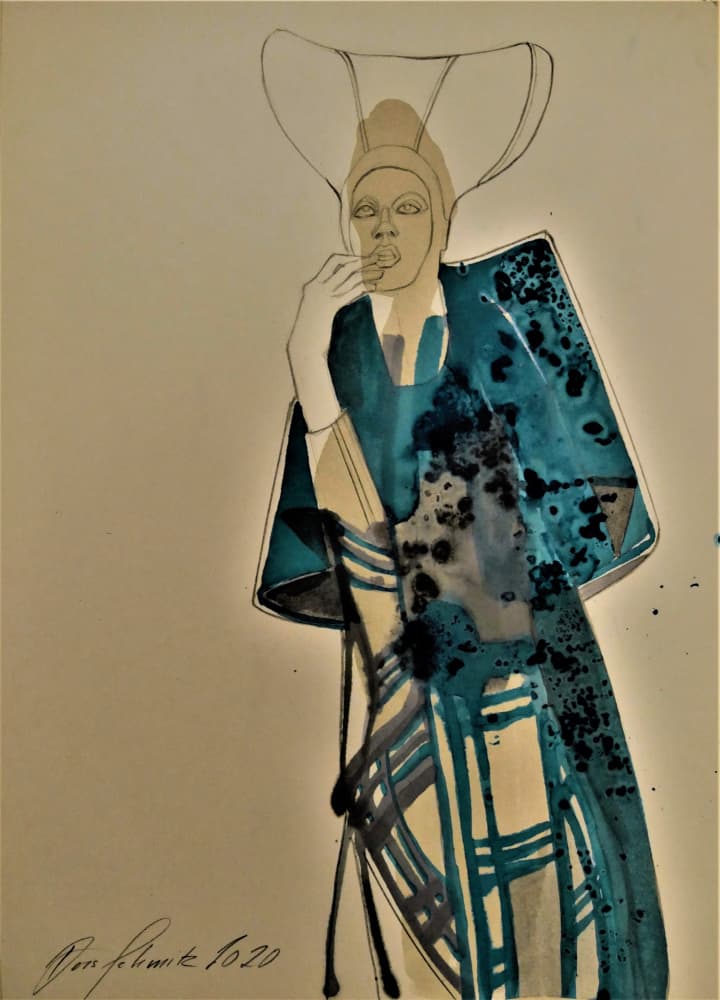 Elegant Teal Fashion by Doris Schmitz — canvas wall art
