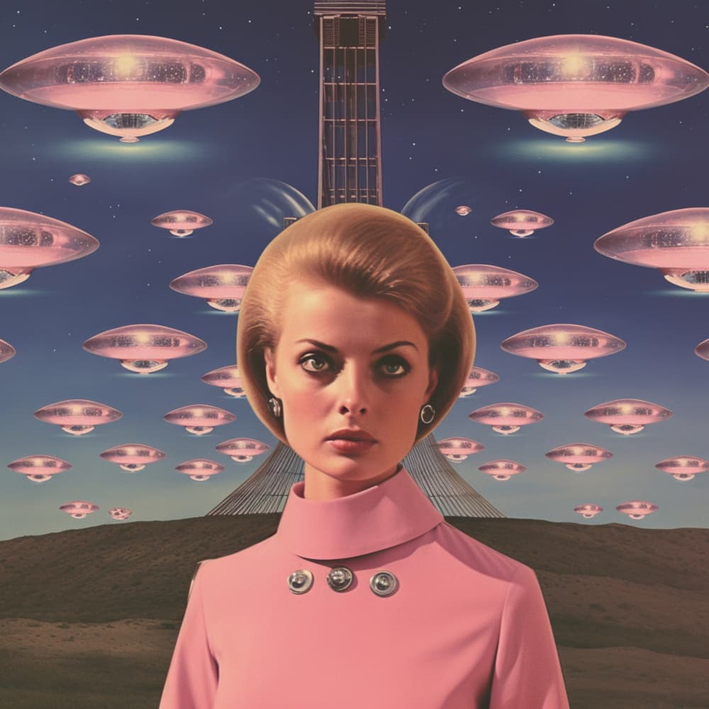 Pink Dress Invasion by Samantha Hearn — canvas wall art
